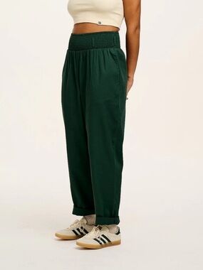 Lucy & Yak posy green elastic waist trousers size large